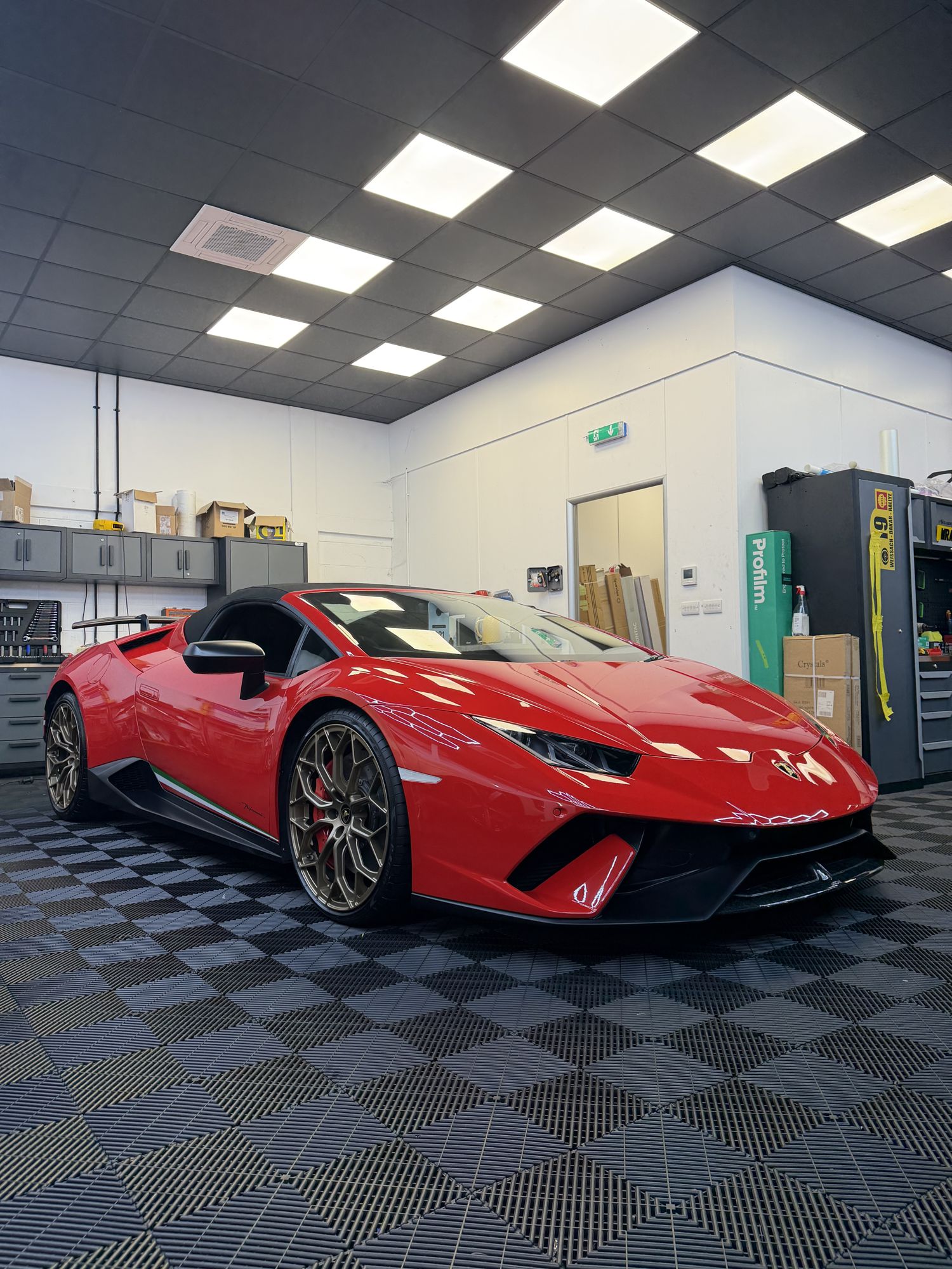 Red Lamborghini Huracan in the studio