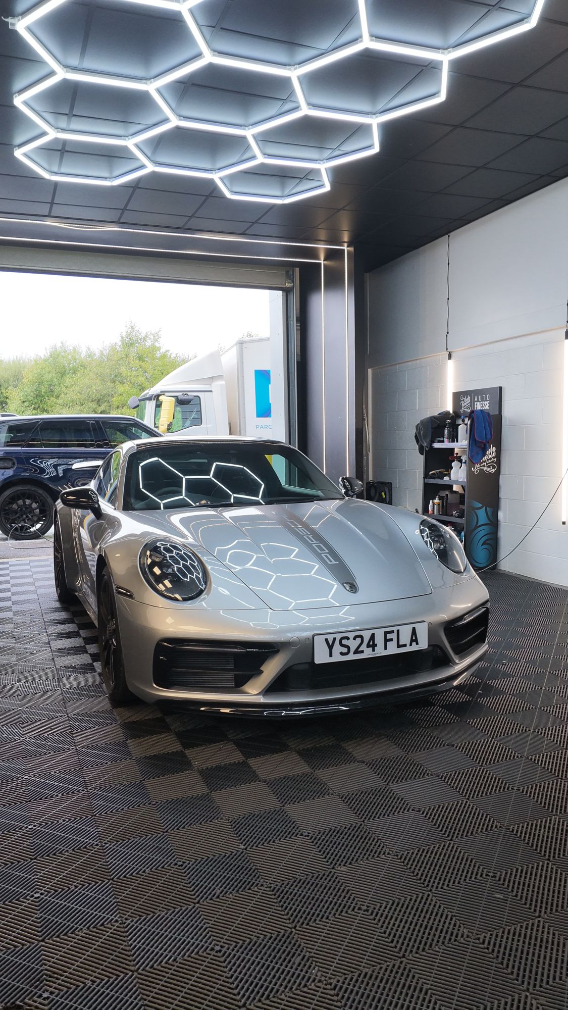 Silver Porsche 911 in the studio