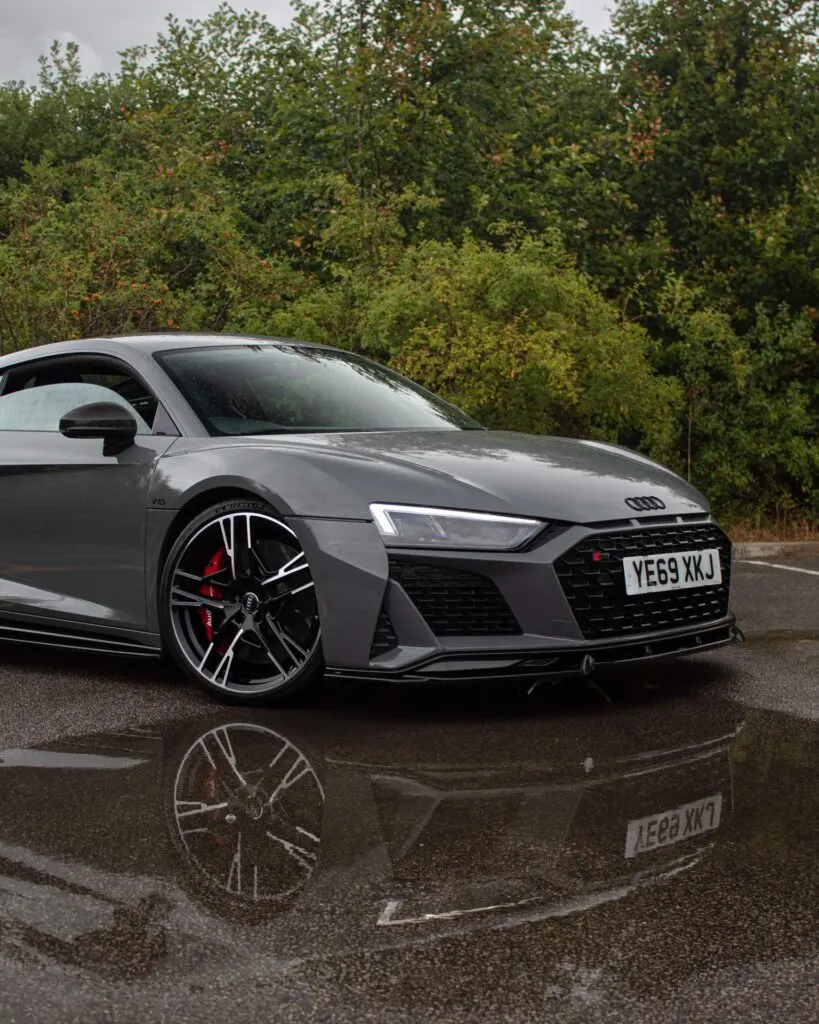 Grey Audi R8 wrap outdoors, Wrapd Studios near Wetherby and Ilkley