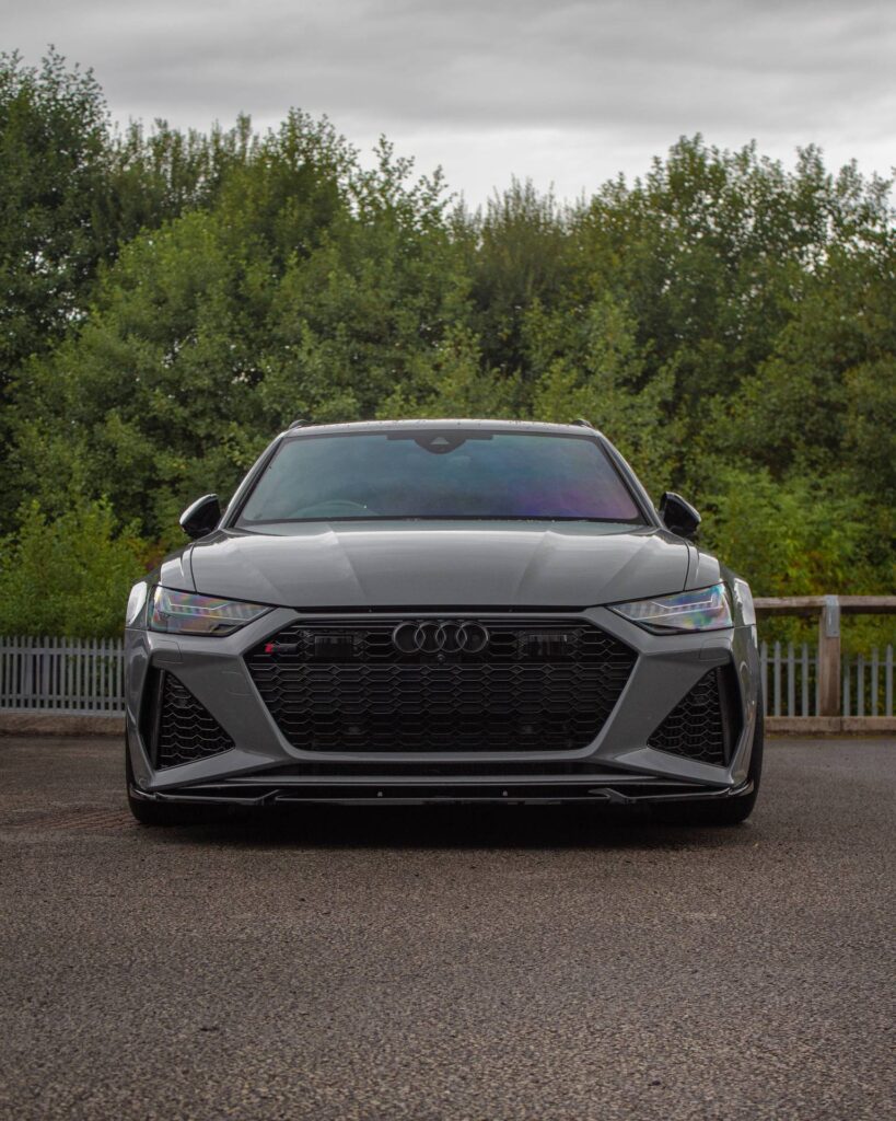 Grey Audi RS6 wrap front view, Wrapd Studios near Wetherby and Ilkley